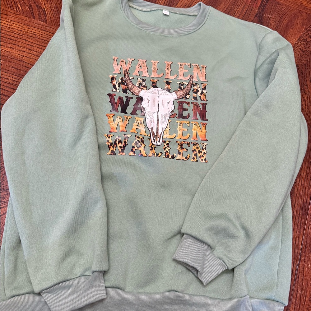 SHEIN Olive Sweatshirt with Bull Skull Graphic
